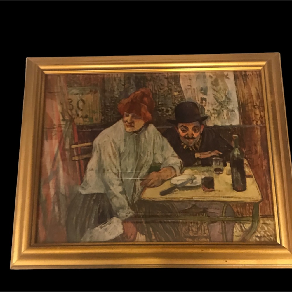 Vintage Art Print. Toulouse Lautrec. 1891 “At the cafe La Mie”